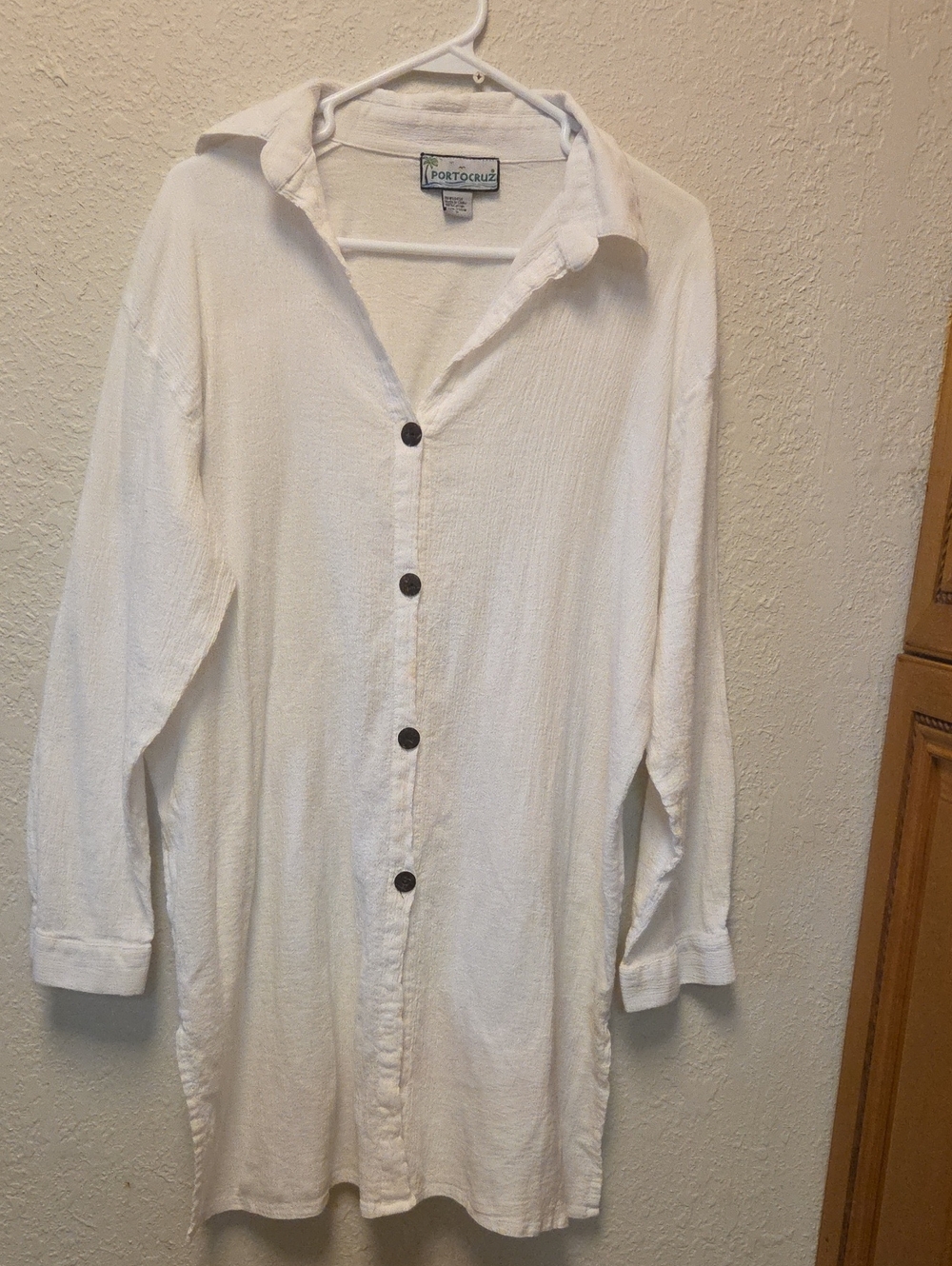 Porto Cruz White Button Down Swimsuit Cover Up Tunic Dress Size 1xlarge.